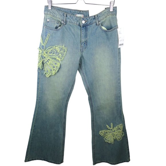 BDG Low Rise Flare Jean With Butterfly Appliqué Size 28 - Picture 5 of 11